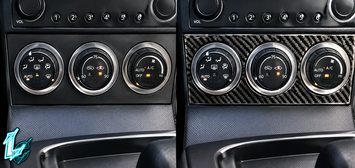 Nissan 350Z Carbon Fiber Climate Control Dial Overlays (2003–2009)