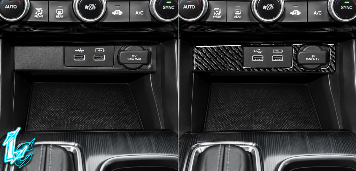 Honda Civic Carbon Fiber USB & Power Outlet Trim (2022–2025)